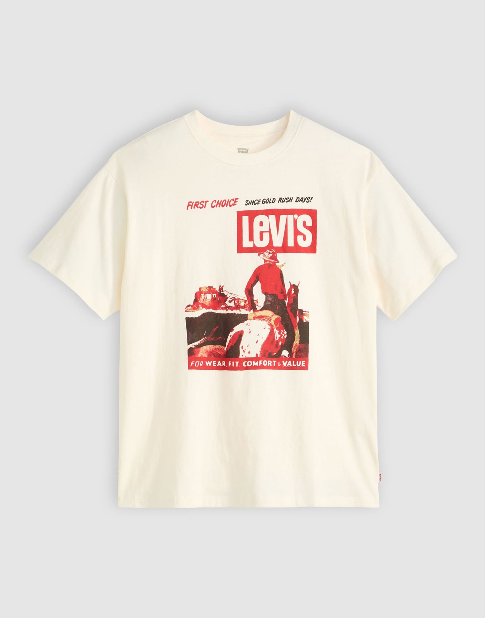Винтажная футболка оверсайз с принтом Levi's archive cowboy 1st choice белоснежного цвета