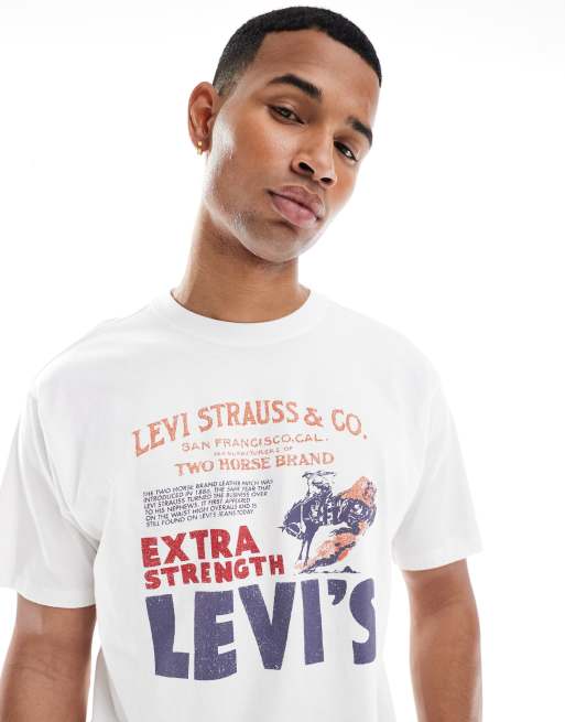 Levi's - Archive Cowboy - T-shirt oversize bianca con stampa poster vintage