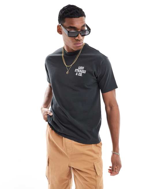 Levi's – Archive – Czarny gruby T-shirt z logo w stylu vintage