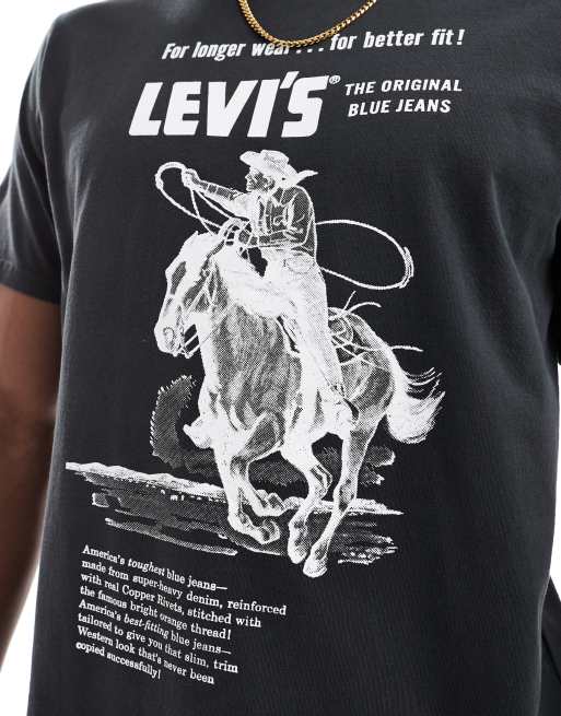 Levi's – Archive – Czarny T-shirt o luźnym kroju z nadrukiem, 3 z 4