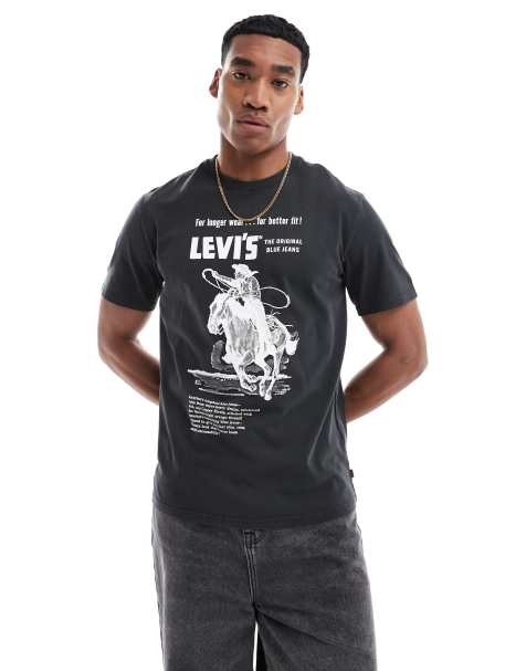 Levi's archive longer wear print relaxed fit t-shirt in black - view 1