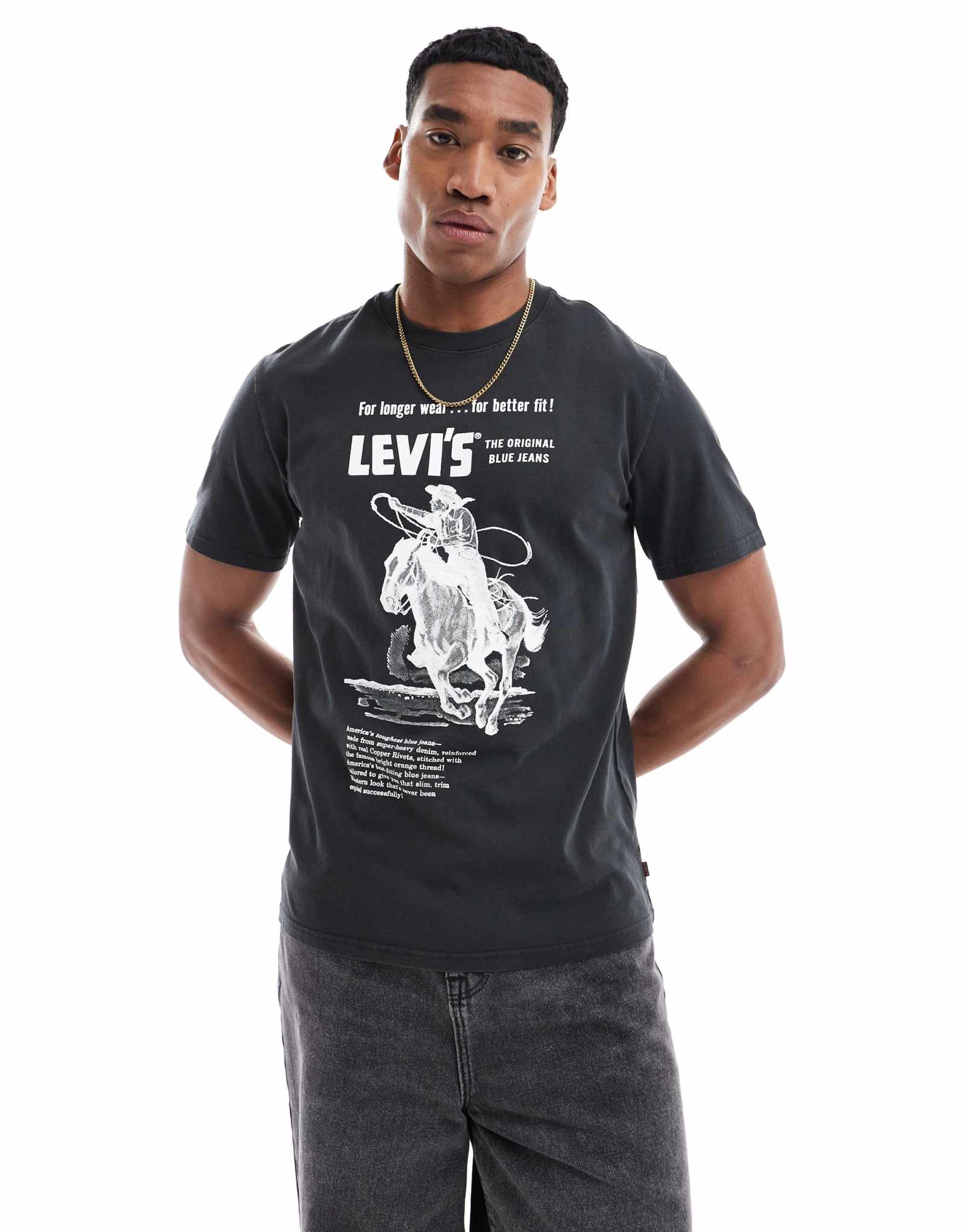 Футболка свободного кроя с принтом Levi's archive longer wear черного цвета