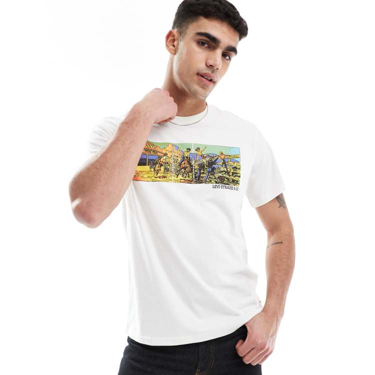 Levi's archive rodeo print relaxed fit t-shirt in off white | ASOS