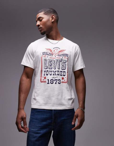 Levi's - Archive - Ruimvallend T-shirt met logoprint in gebroken wit - view 1