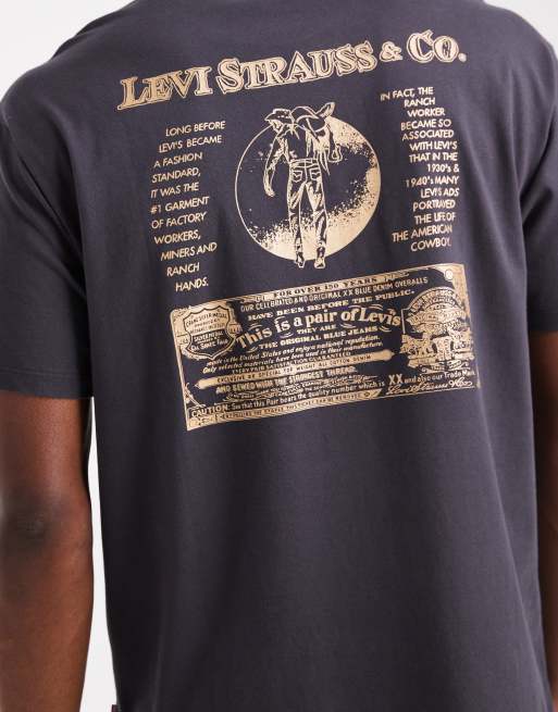 Levi's archive saddle man back print vintage oversized t-shirt in black, 5 of 5