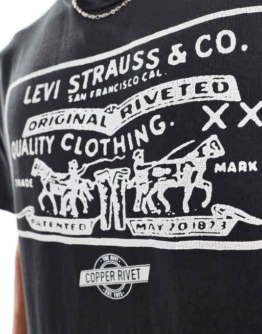 Levi's – Archive – Svart t-shirt i vintagestil med logga och hästtryck, 3 av 4