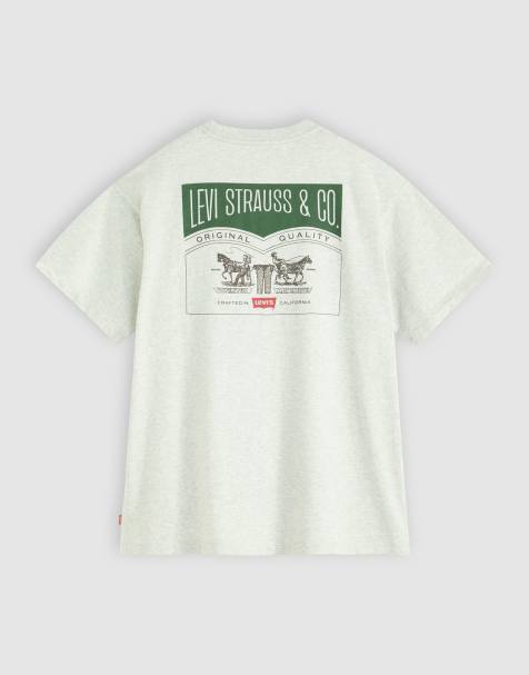 Levi's – Archive – Szary melanżowy T-shirt oversize z nadrukiem logo i motywem koni w stylu vintage na plecach - view 1