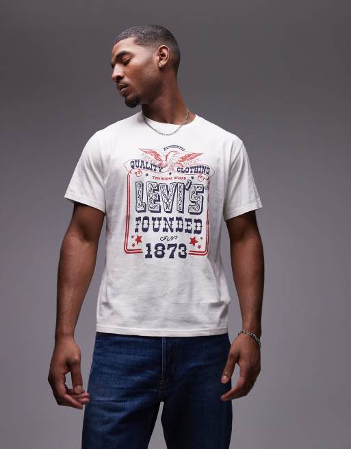 Levi's – Archive – T-shirt o luźnym kroju w kolorze złamanej bieli z nadrukiem z logo