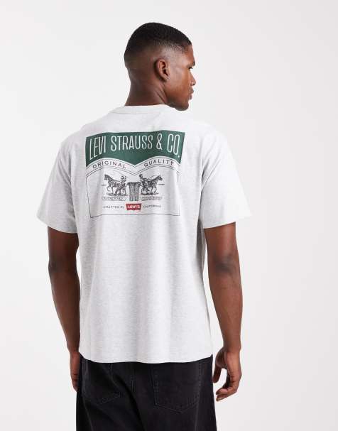 Levi's - Archive - T-shirt oversize grigio mélange con stampa vintage del logo sul retro con 2 cavalli - view 1