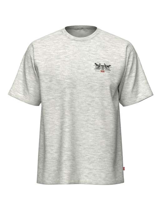 Levi's - Archive - T-shirt oversize vintage avec imprimé logo à 2 chevaux au dos - Gris chiné