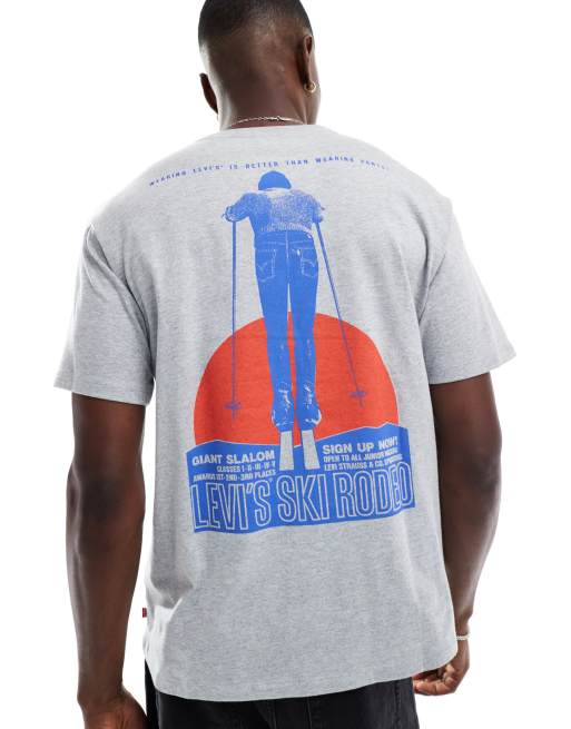 Levi's – Archive – T-shirt w szarym melanżowym kolorze z nadrukiem z napisem „Ski Rodeo” na plecach
