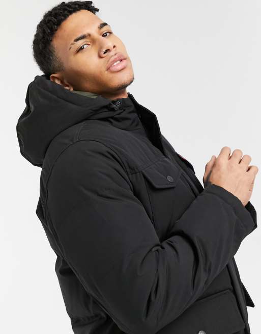 Levi's Arctic Cloth midweight parka jacket with sherpa lined hood in black  | ASOS