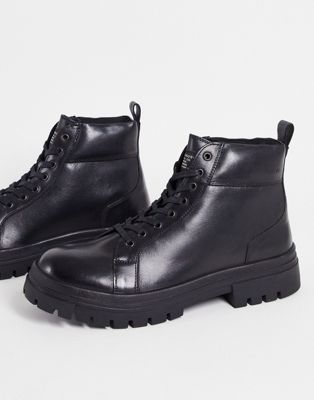 Levi's Arjun leather lace up boot with side logo in black  - ASOS Price Checker