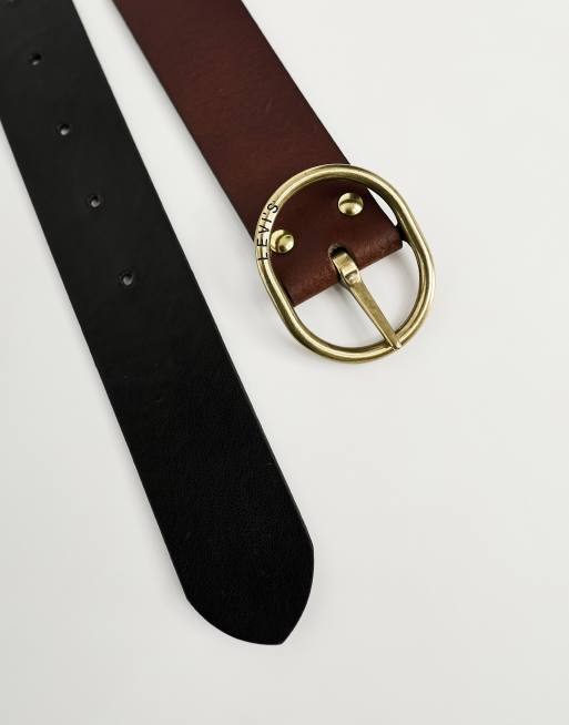 Levi's - Arletha - Omkeerbare leren riem met logo in zwart/bruin, 3 van 4