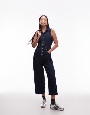 Levi's - Ärmelloser Jeans-Jumpsuit in Indigoblau-Marineblau