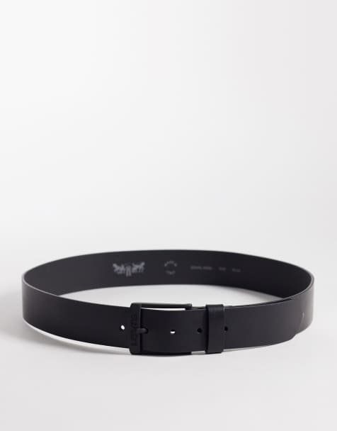 Levi's - Ashland - Leren riem van 40mm in ton-sur-ton zwart - view 1