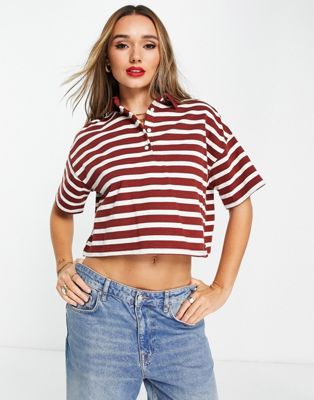 Levi's astrid polo top in red stripe