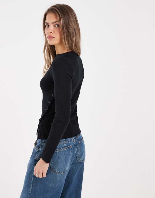 Levi's asymmetrisches Jersey-Oberteil mit langen Ärmeln in Schwarz, 4 von 4