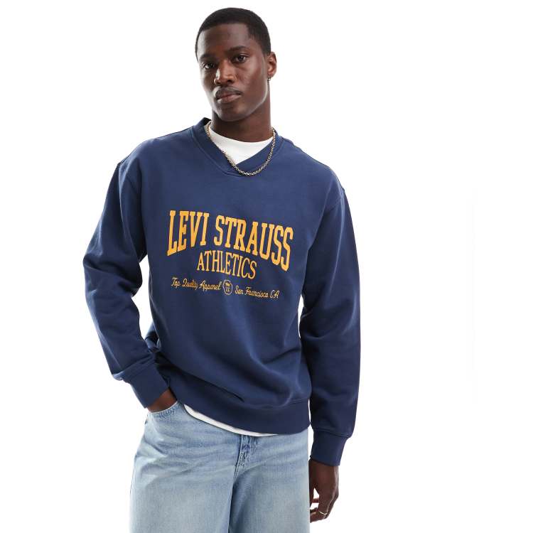 Levi Strauss Felpa Con Zip Levis Levi's Athletics Felpa Blu Navy