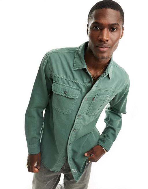 Levi's – Auburn – Arbeitshemd in Grün mit Taschen