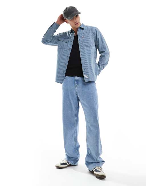 Levi's - Auburn - Worker overhemd van katoenen twill met strepen in indigo blauw, 2 van 4