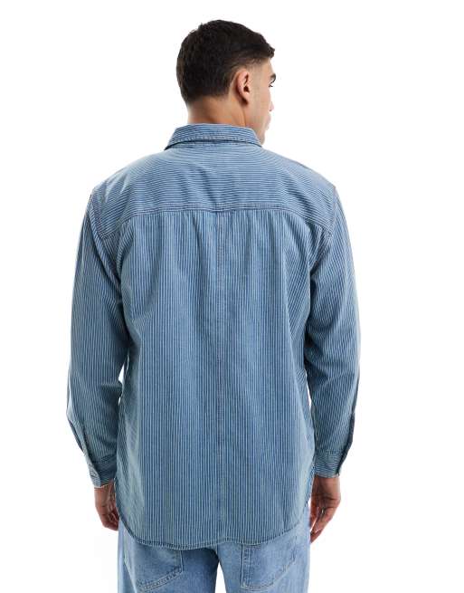 Levi's - Auburn - Worker overhemd van katoenen twill met strepen in indigo blauw, 4 van 4