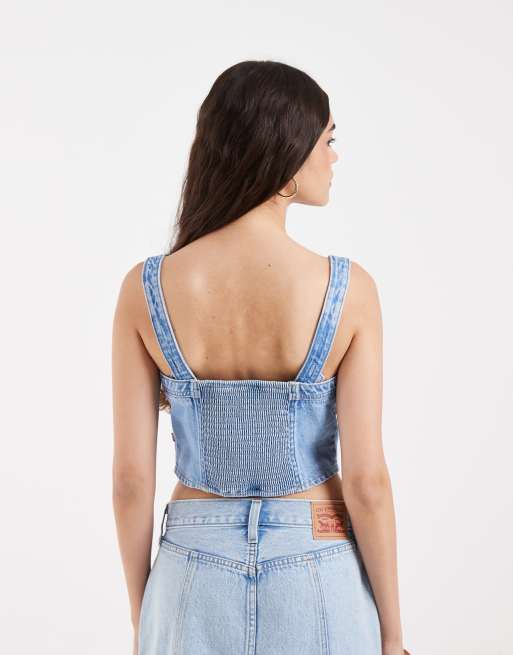 Levi's Audra croppad denimväst i ljusblått, 4 av 4