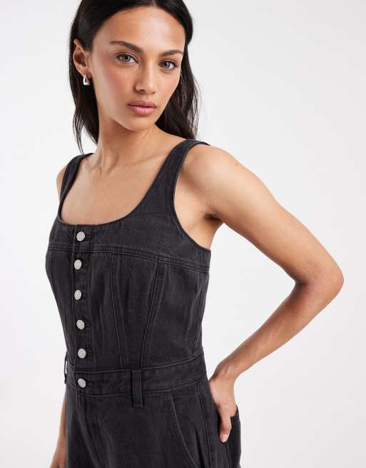 Levi's Audra denim jumpsuit med knapper i sort, 2 af 4