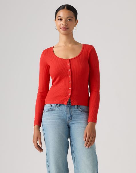 Levi's Austen button-up long-sleeve top in red