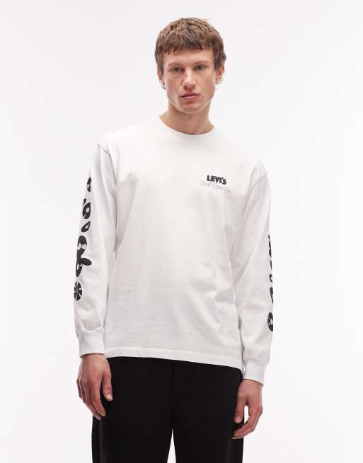 Levi's – Authentic – Biały T-shirt z długimi rękawami i grafiką na plecach, 3 z 5