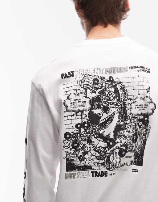 Levi's – Authentic – Biały T-shirt z długimi rękawami i grafiką na plecach, 5 z 5