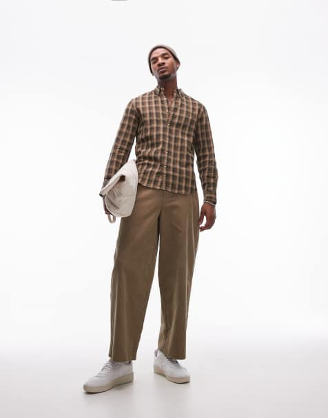 Levi's Authentic button down check shirt in khaki green - view 1