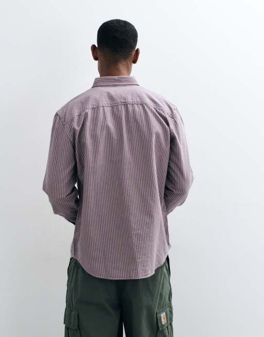 Levi's authentic button down striped shirt in purple, 4 of 5
