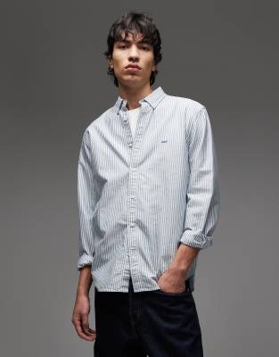 Levi's - Authentic - Chemise Oxford boutonnée rayée à logo ton sur ton - Bleu clair/blanc