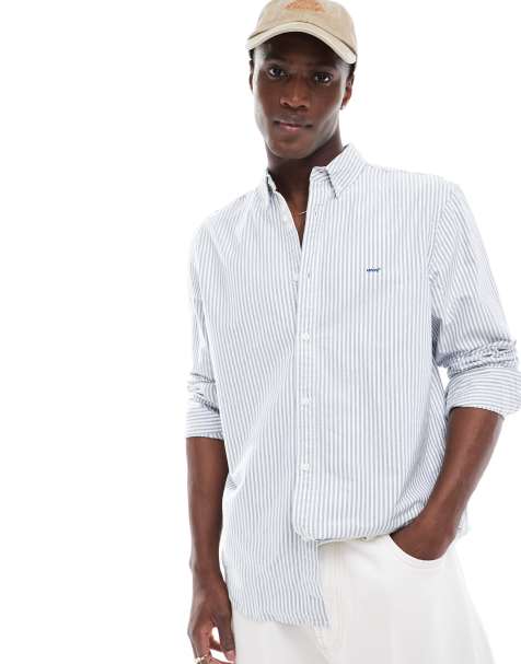 Levi's - Authentic - Chemise Oxford boutonnée rayée à logo ton sur ton - Bleu clair/blanc - view 1