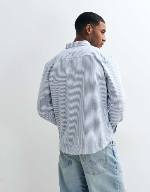 Levi's - Authentic - Chemise Oxford boutonnée rayée à logo ton sur ton - Bleu clair/blanc, 5 de 5