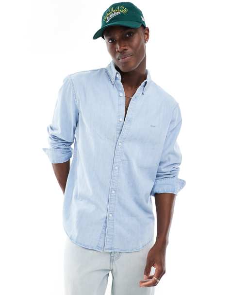 Levi's - Authentic - Denim overhemd met knoopsluiting en logo in dezelfde tint lichtblauw - view 1