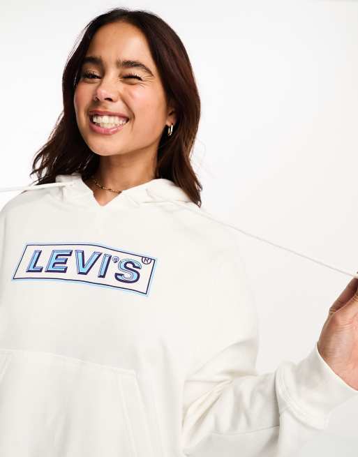 Levi's - Authentic - Felpa color crema con cappuccio e logo