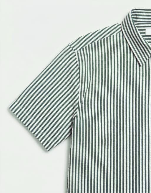 Levi's - Authentic - Gestreept overhemd met korte mouwen in groen, deel van co-ord set, 8 van 9