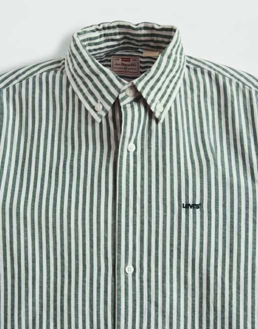 Levi's - Authentic - Gestreept overhemd met korte mouwen in groen, deel van co-ord set, 9 van 9