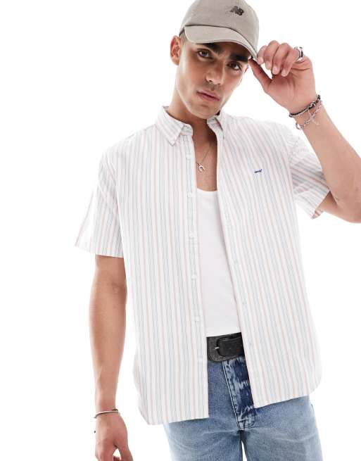 Levi's - Authentic - Gestreept Oxford overhemd met logo en korte mouwen in multi/wit