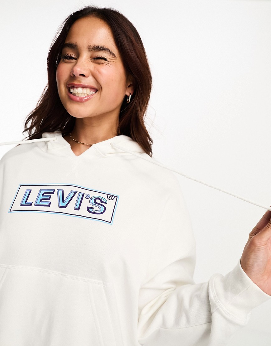 Levi's Authentic hoodie with boxtab logo in cream-White