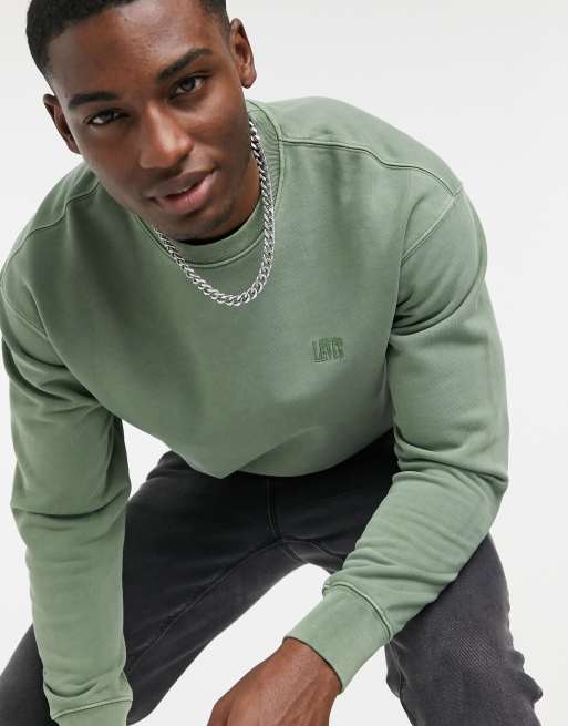 Levi's authentic logo crewneck sweater in green | ASOS