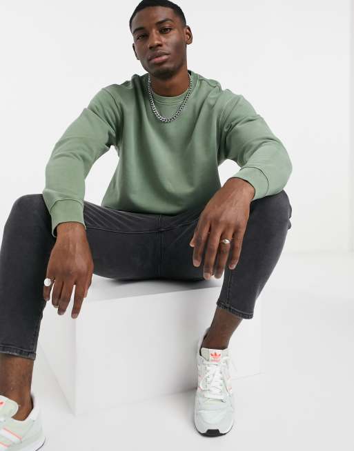 Levi's authentic logo crewneck sweater in green | ASOS