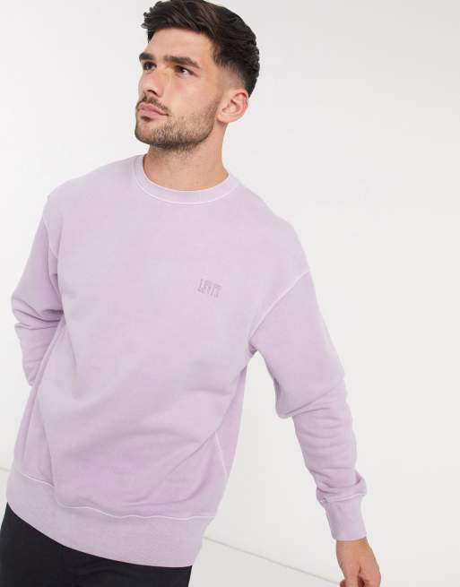 Levi's authentic logo crewneck sweater in lilac | ASOS