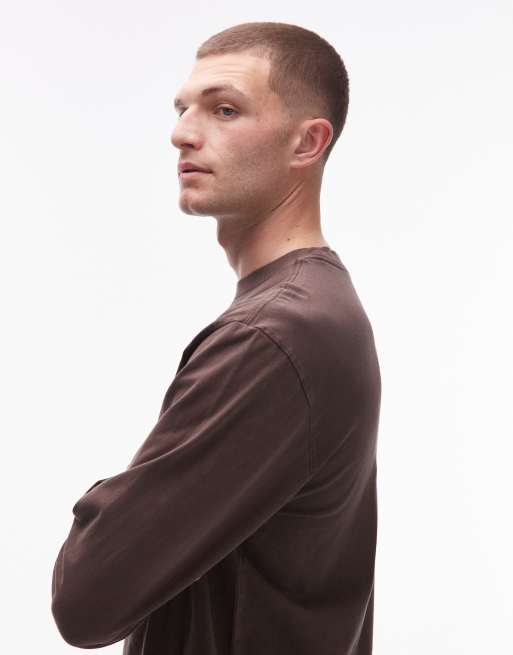 Levi's authentic logo garment dye long sleeve t-shirt in brown, 4 of 5