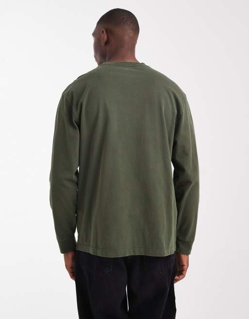 Levi's authentic logo garment dye long sleeve t-shirt in dark green