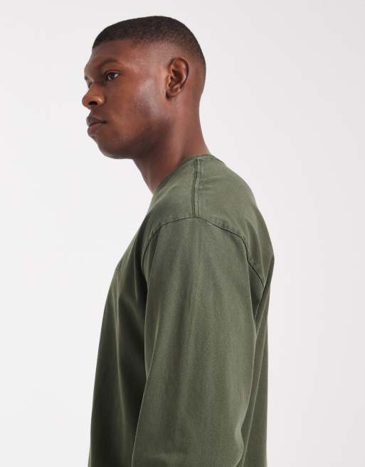 Levi's authentic logo garment dye long sleeve t-shirt in dark green