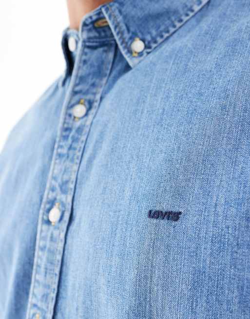 Levi's authentic logo short sleeve denim shirt in light blue, 2 of 4