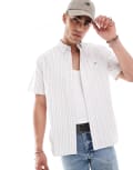 [Levi's] Levi's authentic logo short sleeve stripe oxford shirt in multi/white S Multi/white